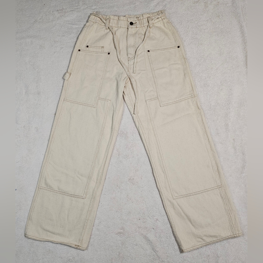 Signature8 Cream Cargo Pants High Waist Wide Leg